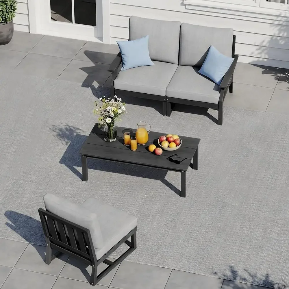 Outdoor Furniture Black - 4-Piece Weather-Resistant Outdoor Furniture Set with