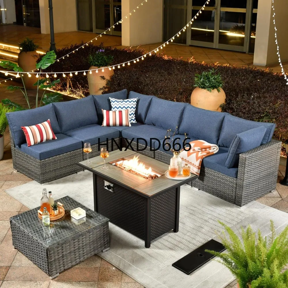 Outdoor Furniture Fire Table - Outdoor 8 Piece Patio Furniture Set