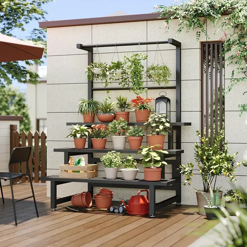 Tiered Display Plant Rack Shel - Outdoor Furniture Black 评论和价格