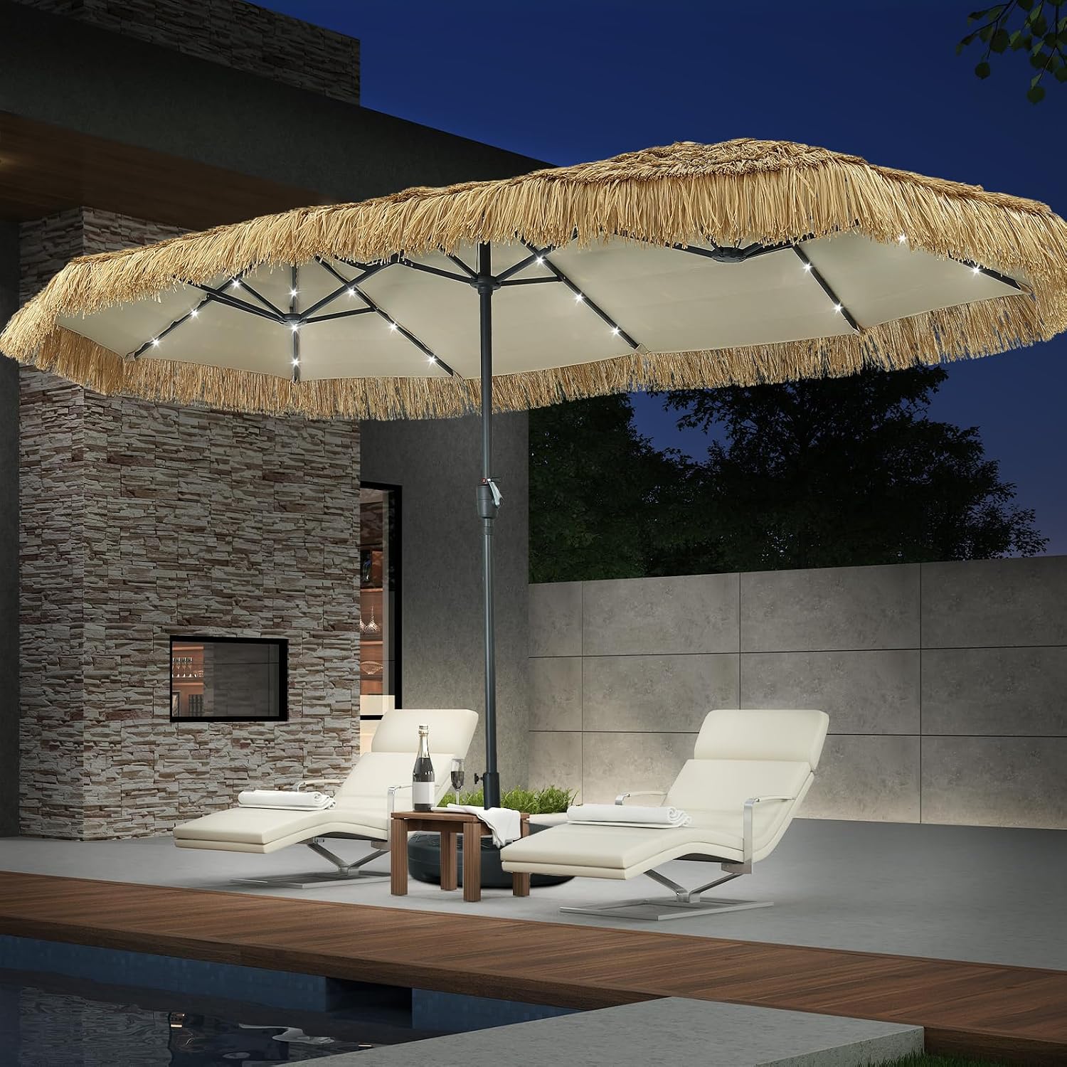 13ft Thatch Umbrella with Sola - Outdoor Furniture Umbrella 评论和价格