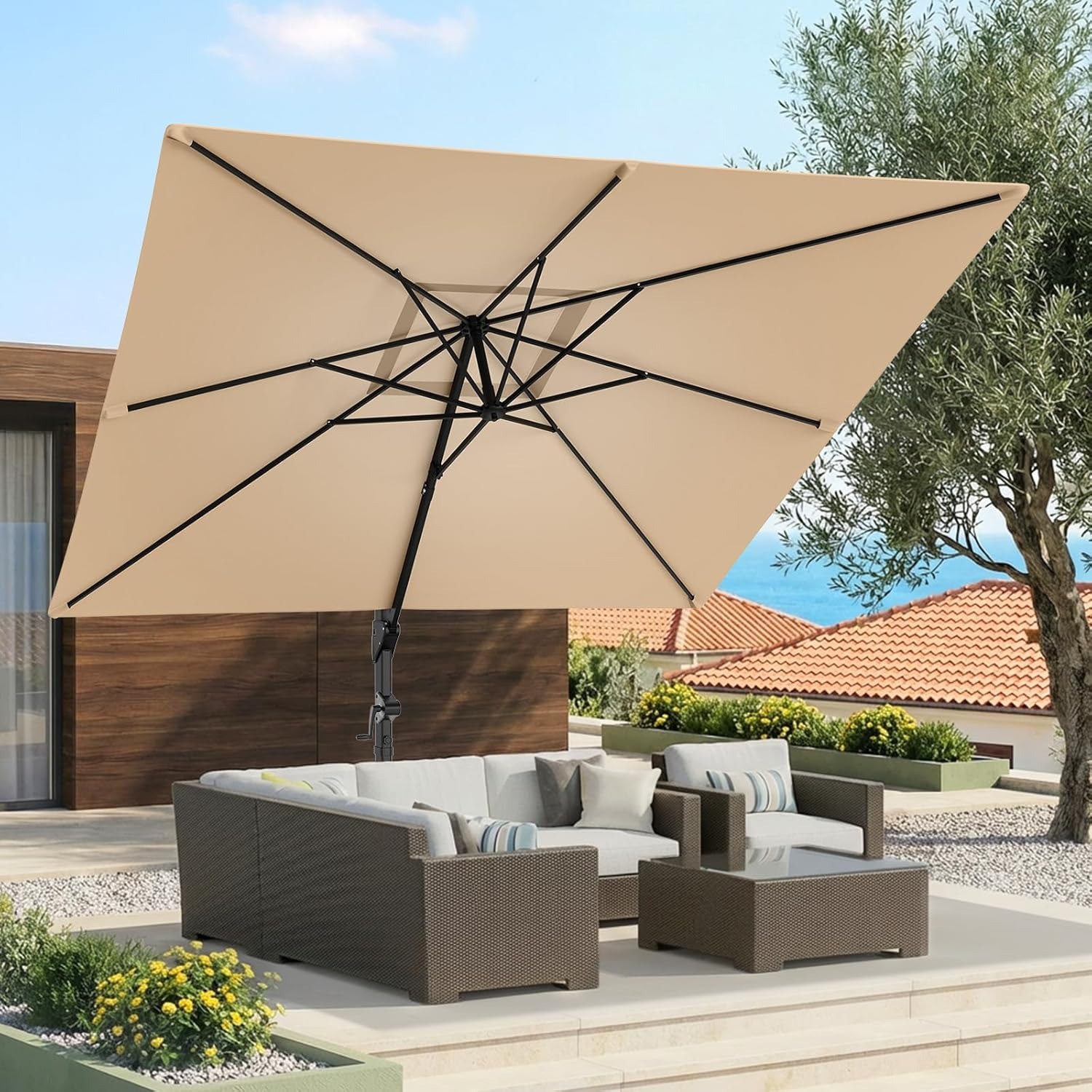 10x10 FT Cantilever Patio Umbr - Outdoor Furniture Umbrella 评论和价格