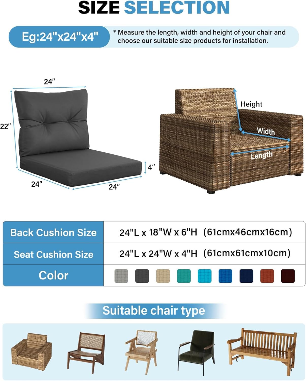 Outdoor Patio Furniture Dark G - Outdoor Furniture Cushions 24 X 24 评论和价格