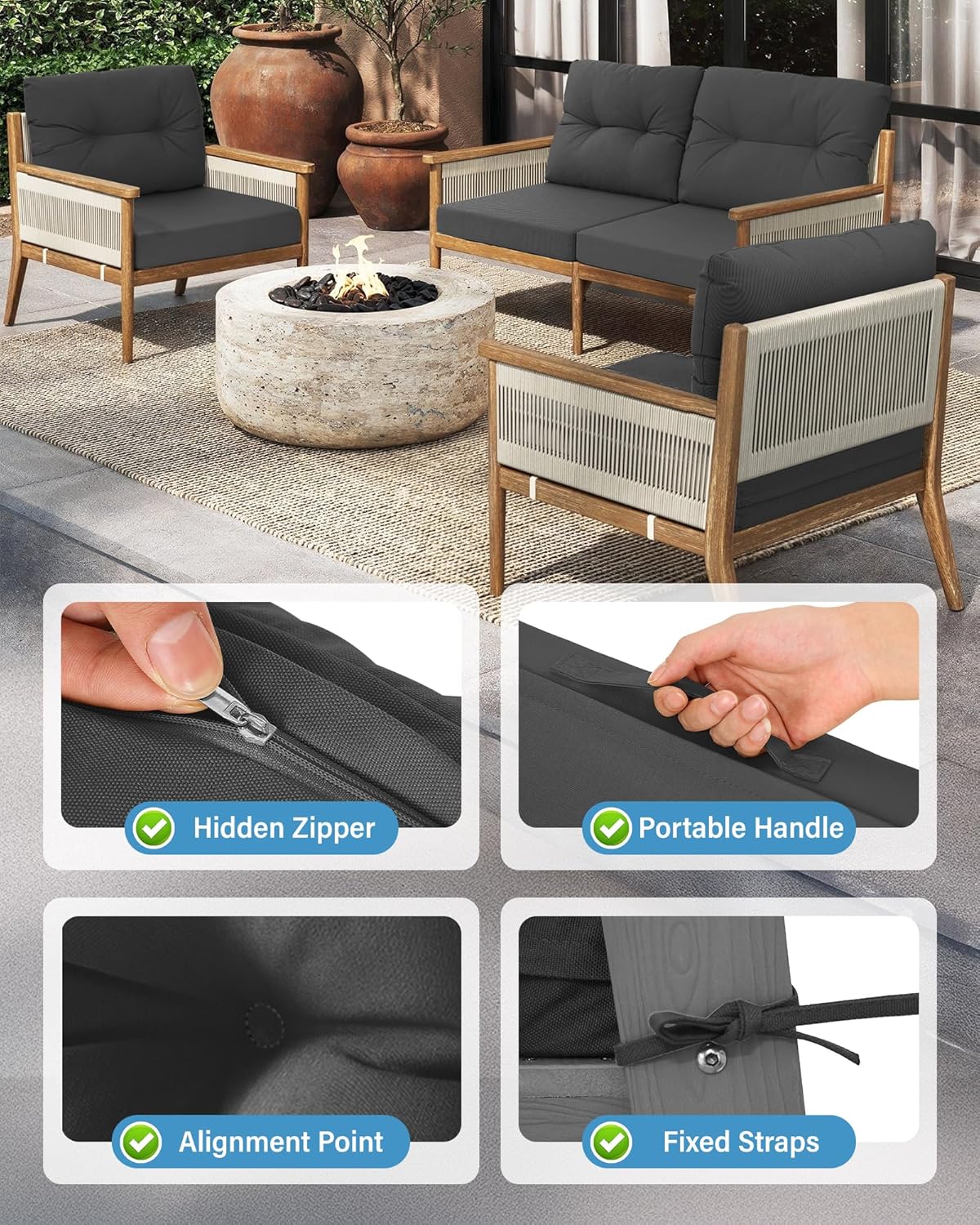 Outdoor Patio Furniture Dark G - Outdoor Furniture Cushions 24 X 24 评论和价格