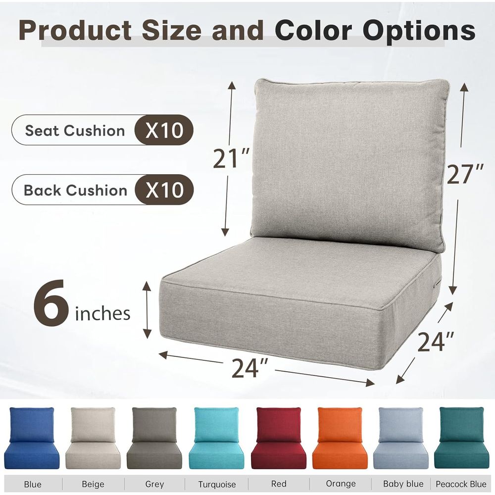 6 Thick Outdoor Cushion Set -  - Outdoor Furniture Cushions 24 X 24 评论和价格