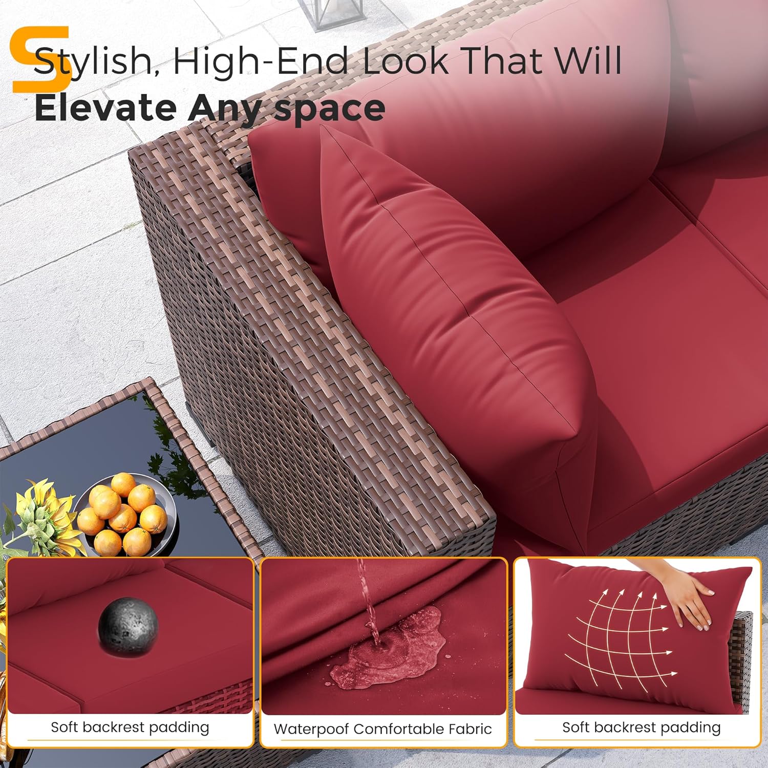8pc All-Weather Wicker Section - Outdoor Furniture Fire Table 评论和价格