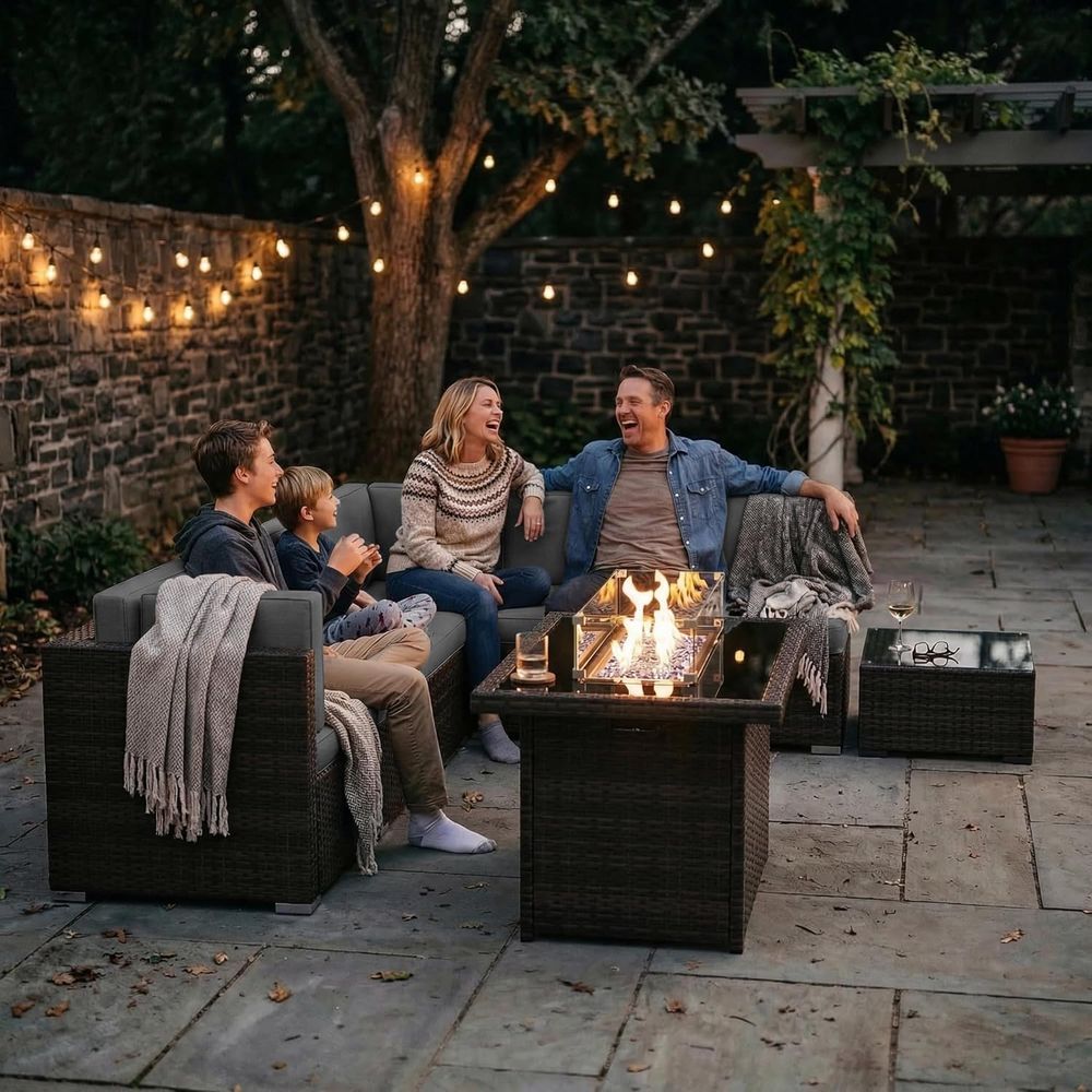 15-Piece Outdoor Patio Furnitu - Outdoor Furniture Fire Table 评论和价格