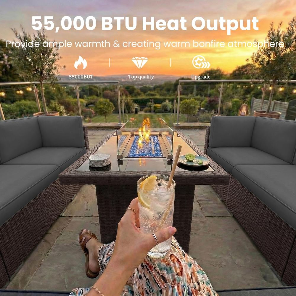 15-Piece Outdoor Patio Furnitu - Outdoor Furniture Fire Table 评论和价格