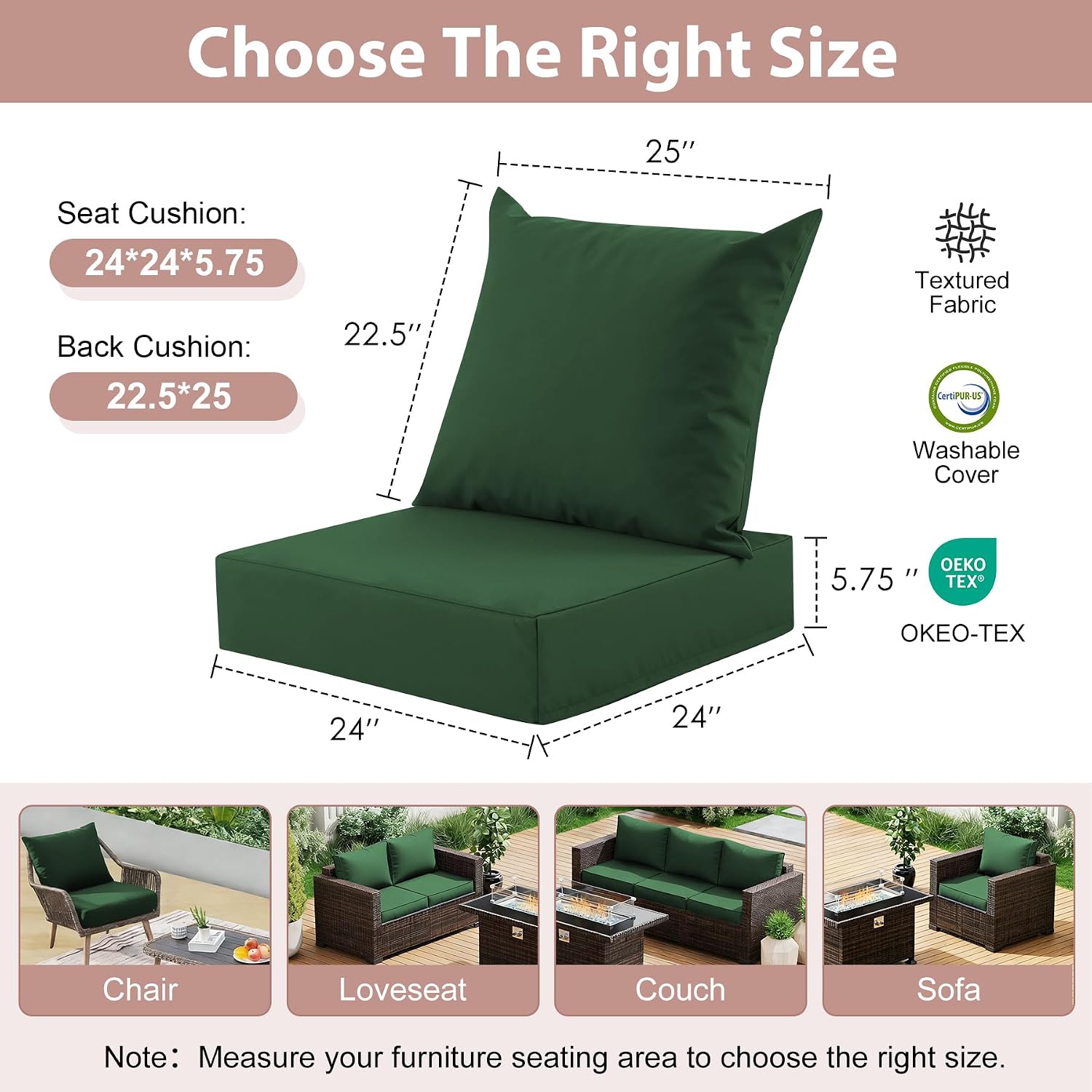 Outdoor Deep Seat Cushion Set, - Outdoor Furniture Cushions 24 X 24 评论和价格