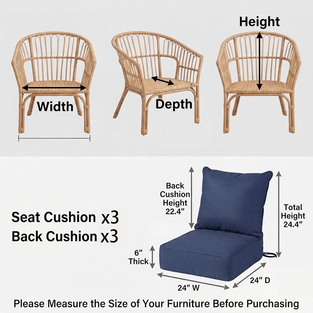 6 Thick Outdoor Chair Cushions - Outdoor Furniture Cushions 24 X 24 评论和价格
