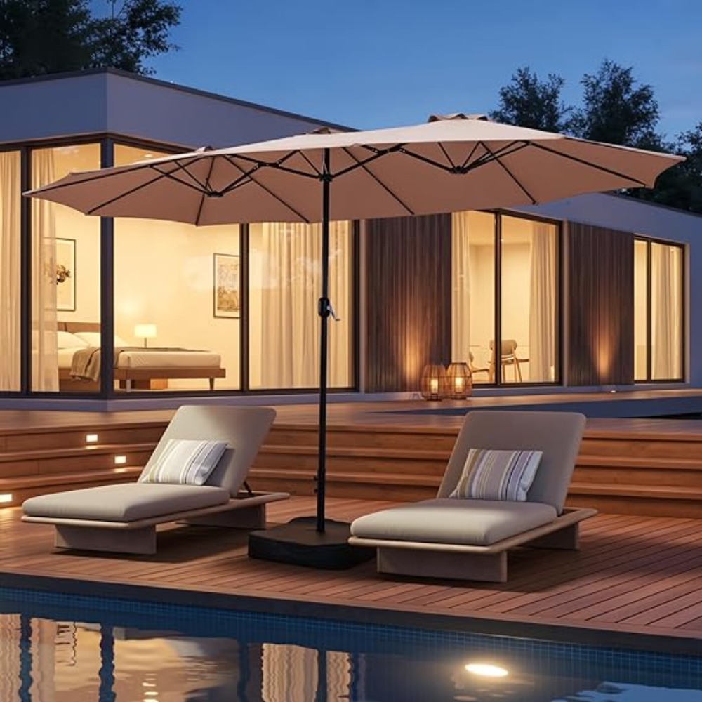 15ft Patio Umbrella with Base  - Outdoor Furniture Umbrella 评论和价格