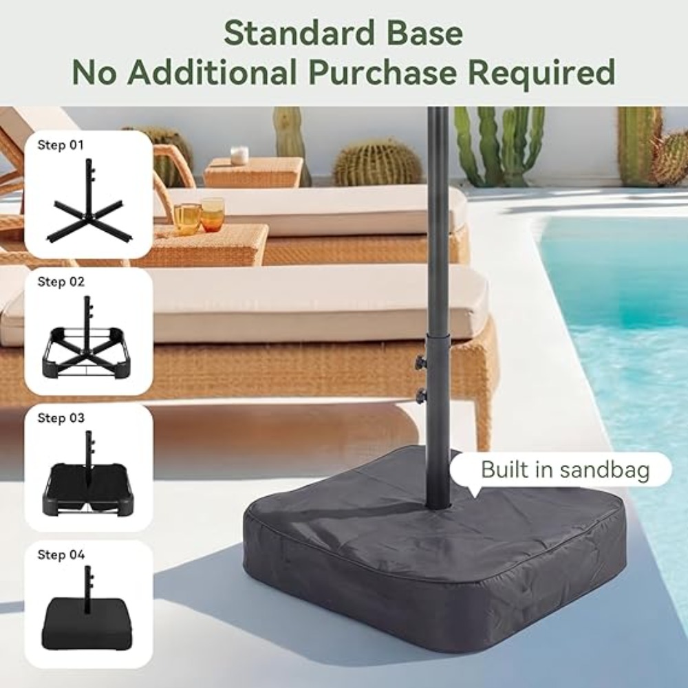 15ft Patio Umbrella with Base  - Outdoor Furniture Umbrella 评论和价格
