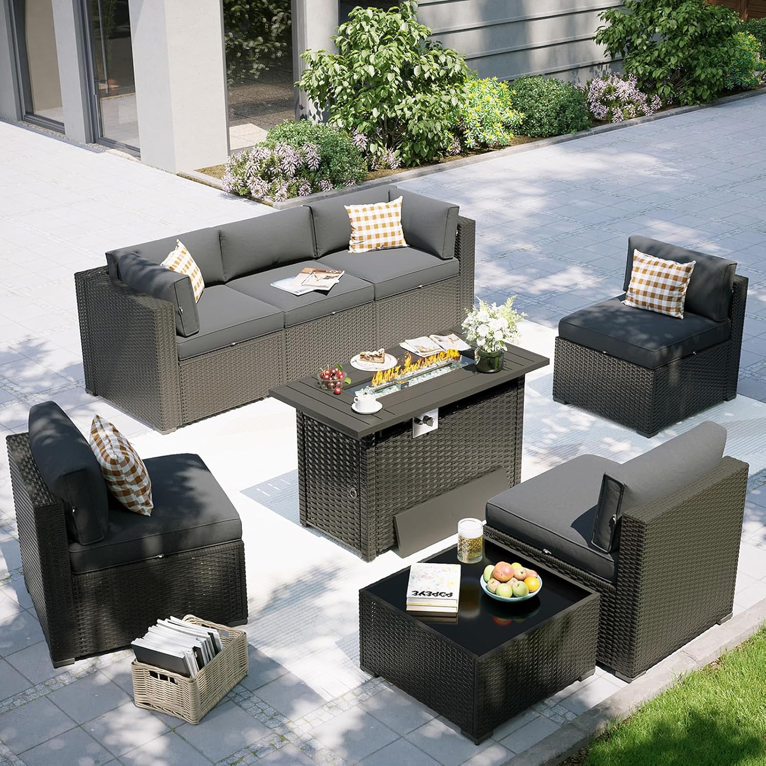 Patio Furniture Set with Fire  - Outdoor Furniture Fire Table 评论和价格