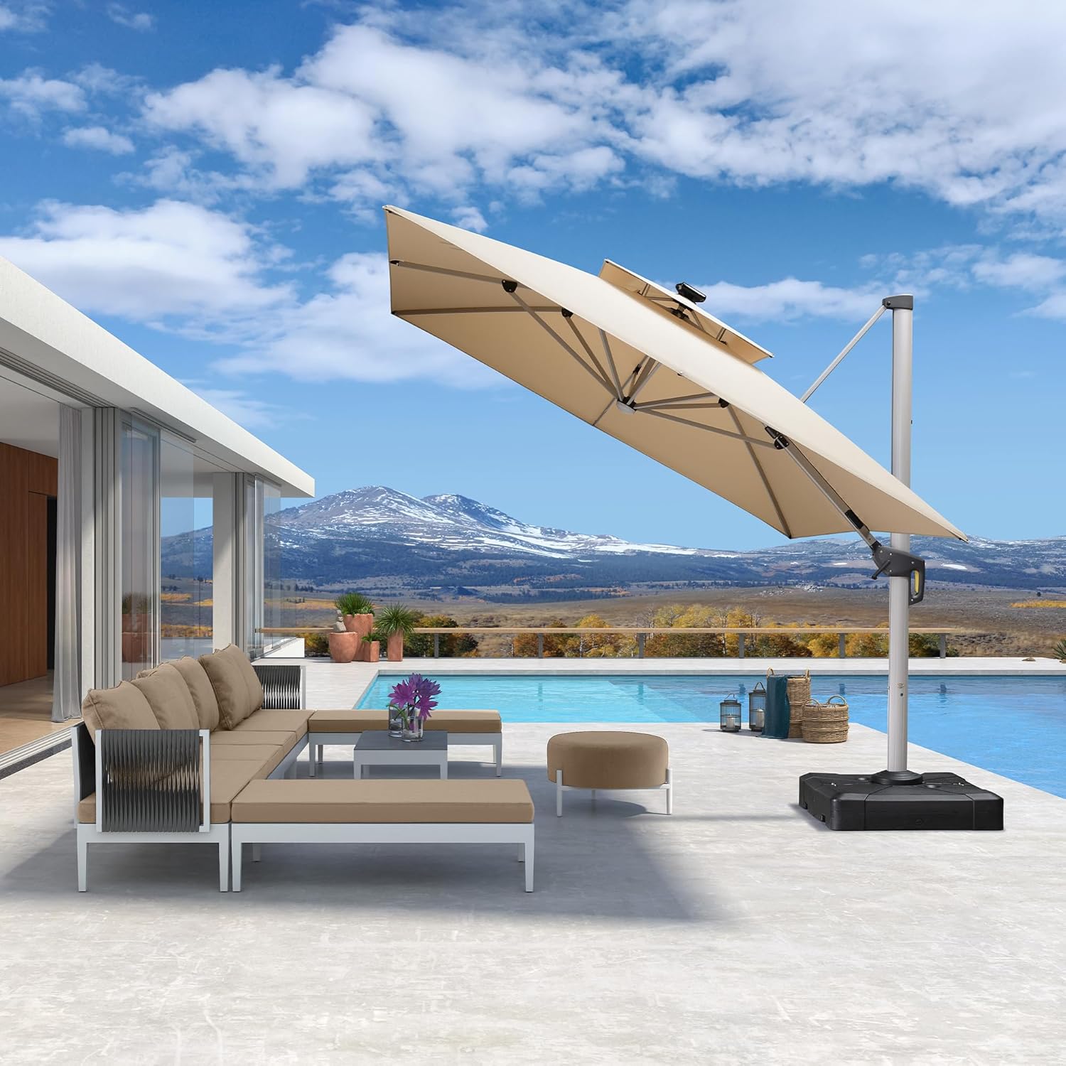 10' X 13' Double Top Deluxe So - Outdoor Furniture Umbrella 评论和价格