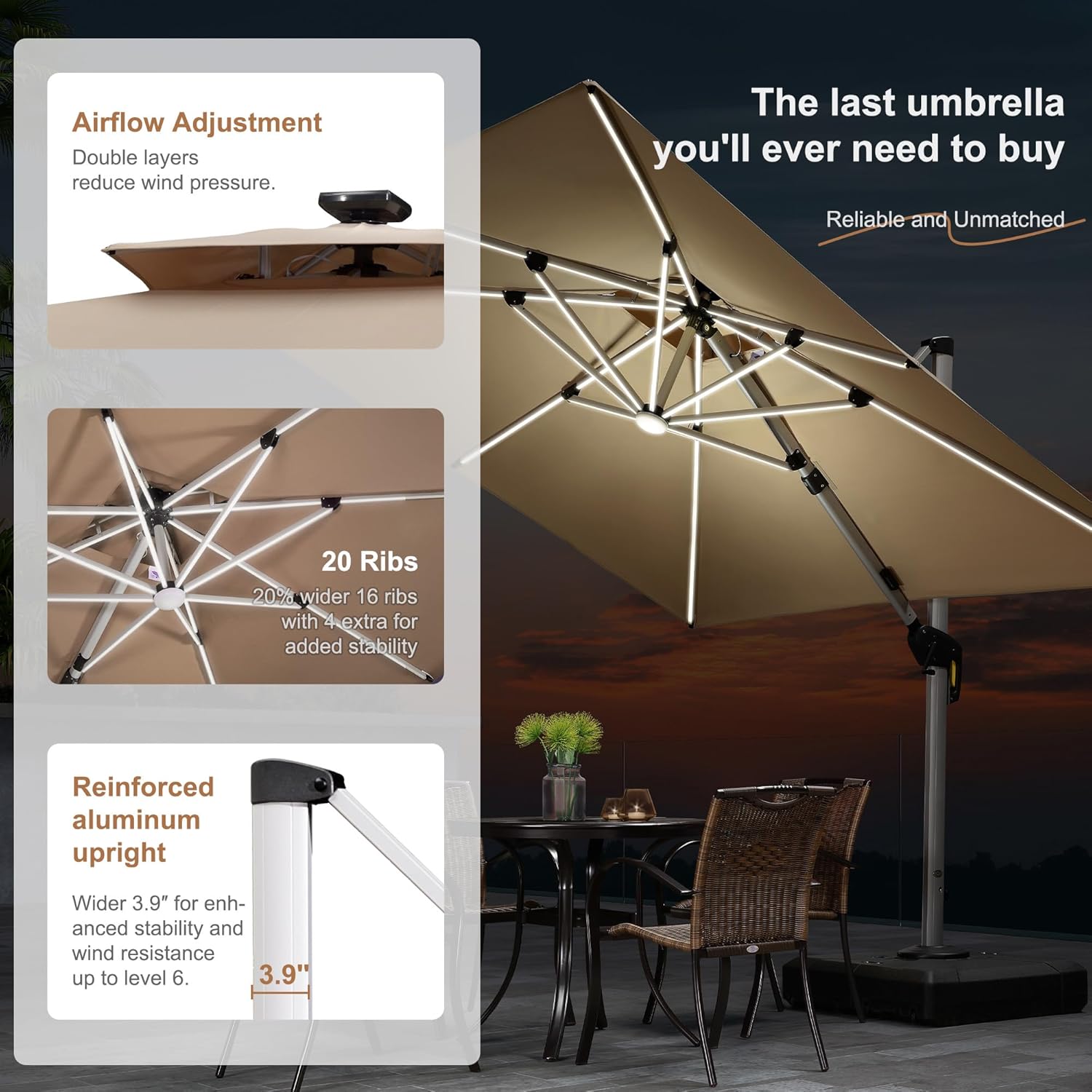 10' X 13' Double Top Deluxe So - Outdoor Furniture Umbrella 评论和价格