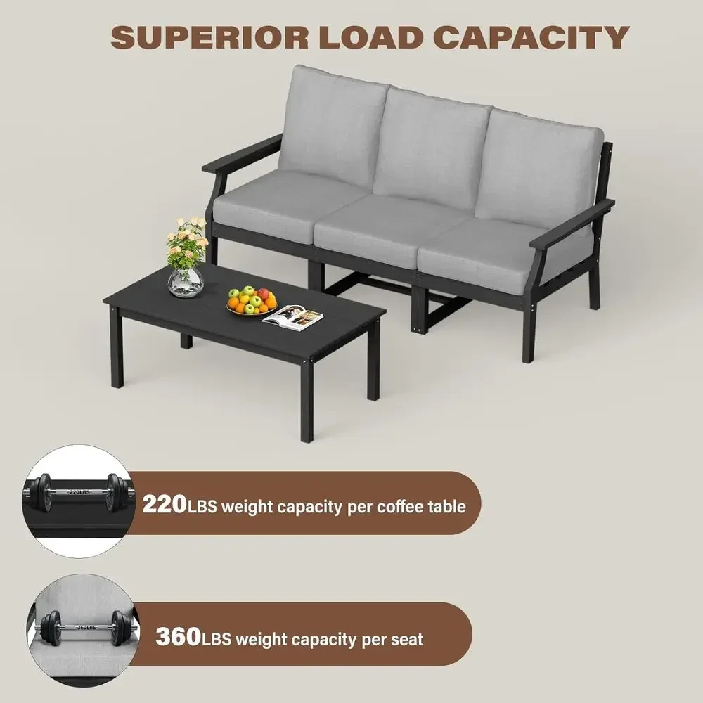 4-Piece Weather-Resistant Outd - Outdoor Furniture Black 评论和价格