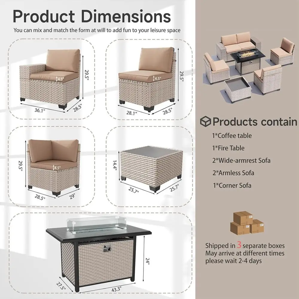 7-Piece Outdoor Patio Furnitur - Outdoor Furniture Fire Table 评论和价格