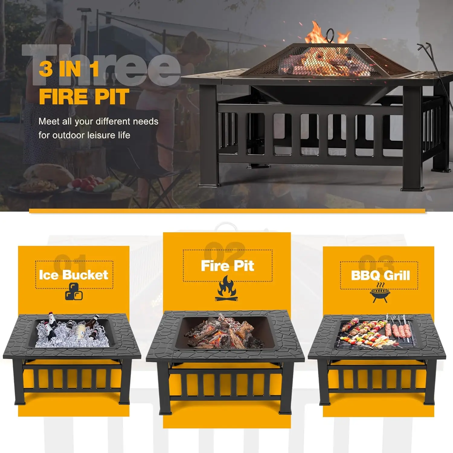 Outdoor Fire Pit, 32 Inch Fire - Outdoor Furniture Fire Table 评论和价格