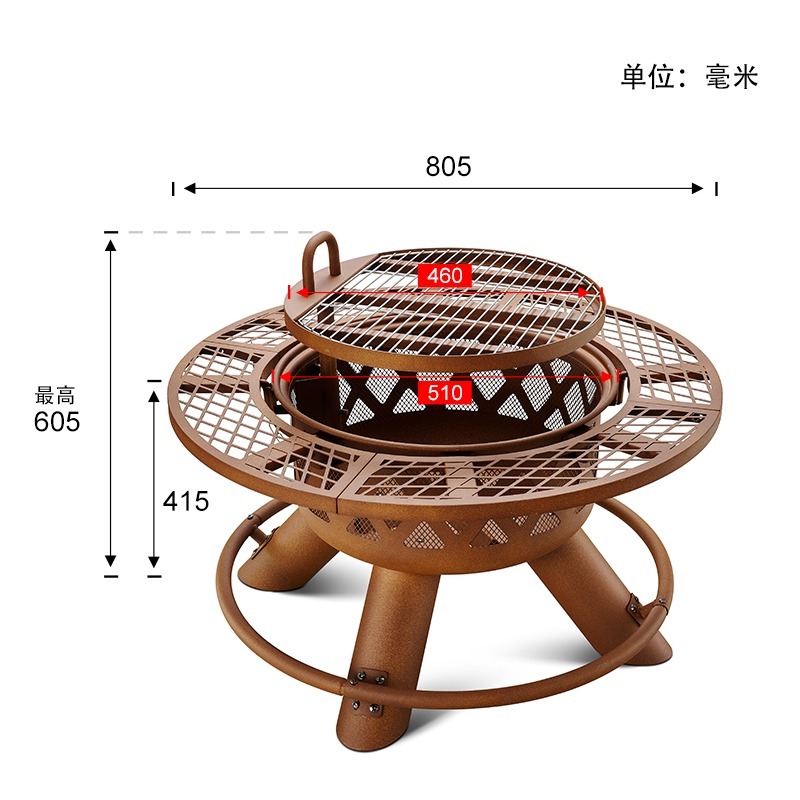 2026 Modern Outdoor Steel Char - Outdoor Furniture Fire Table 评论和价格