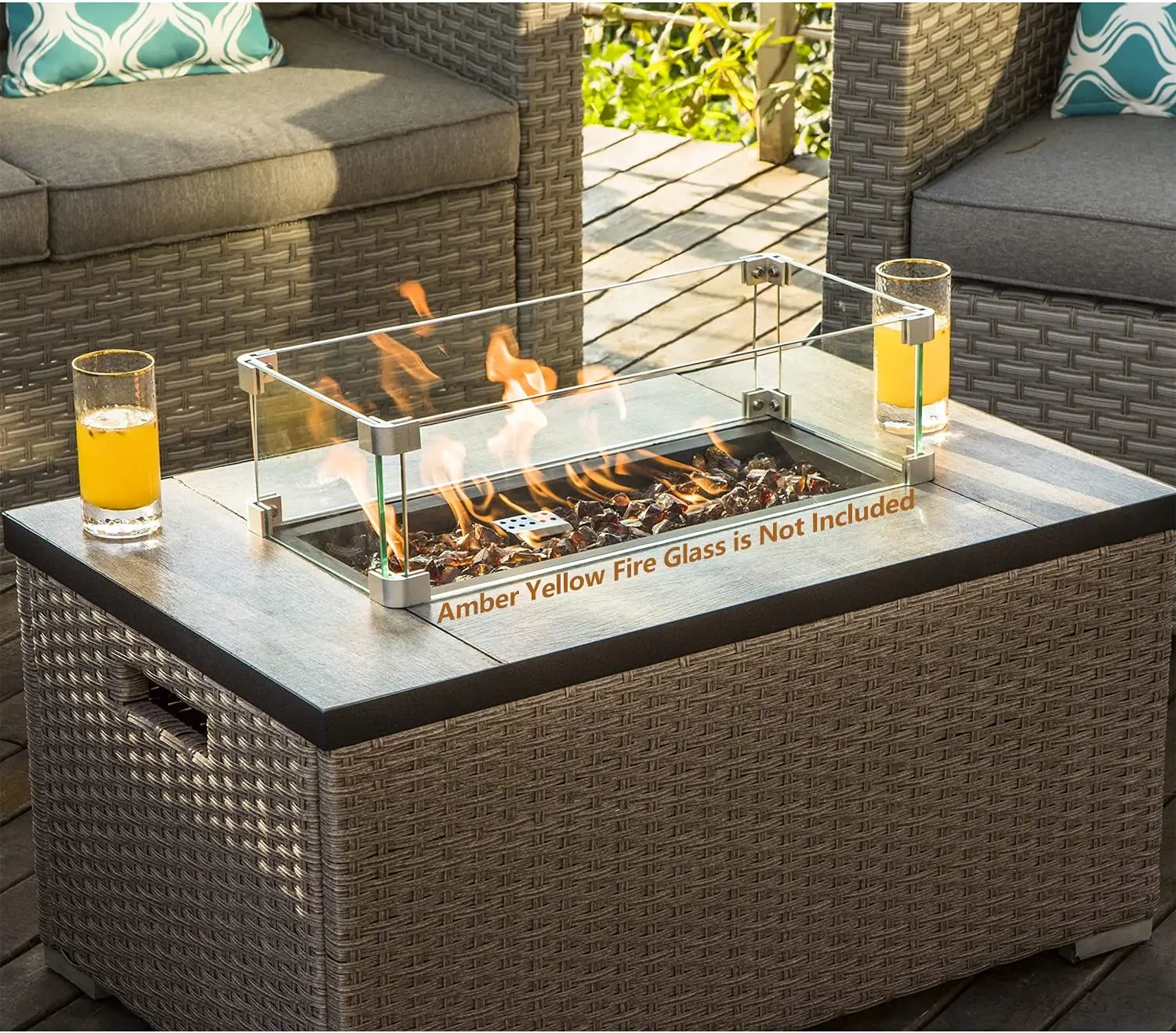 -Outdoor Furniture 5-Piece Wic - Outdoor Furniture Fire Table 评论和价格