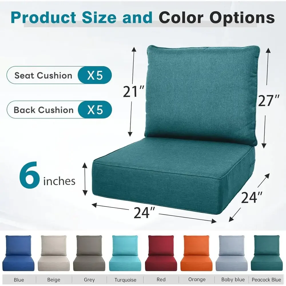 6 Thick Outdoor Cushion Set -  - Outdoor Furniture Cushions 24 X 24 评论和价格