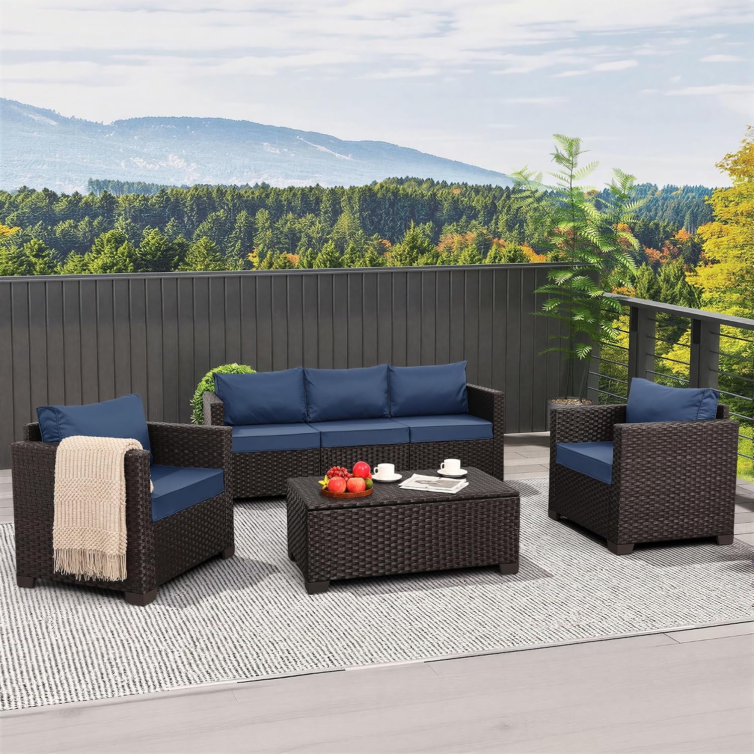 4 Piece Patio Furniture Set 45 - Outdoor Furniture Fire Table 评论和价格