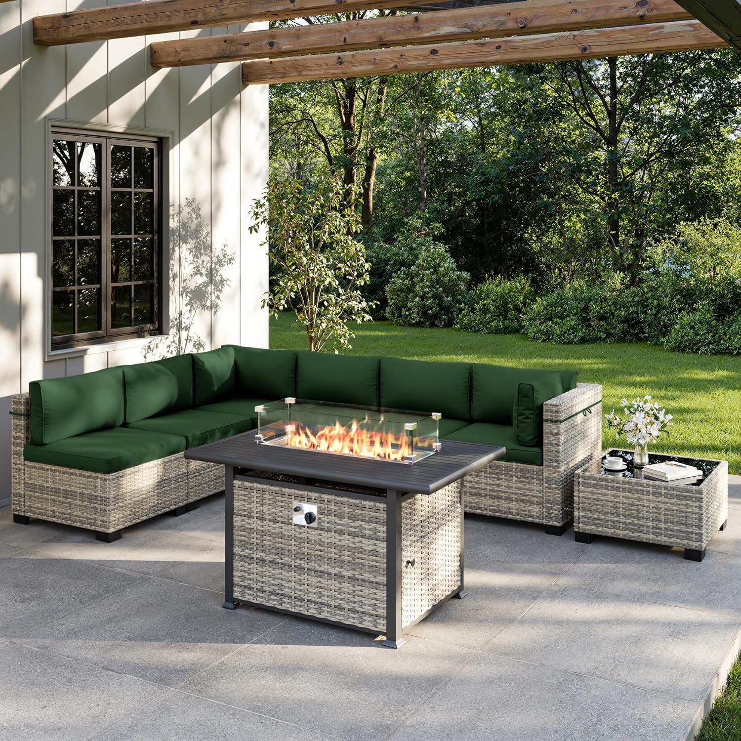 8-Piece Outdoor Patio Furnitur - Outdoor Furniture Fire Table 评论和价格