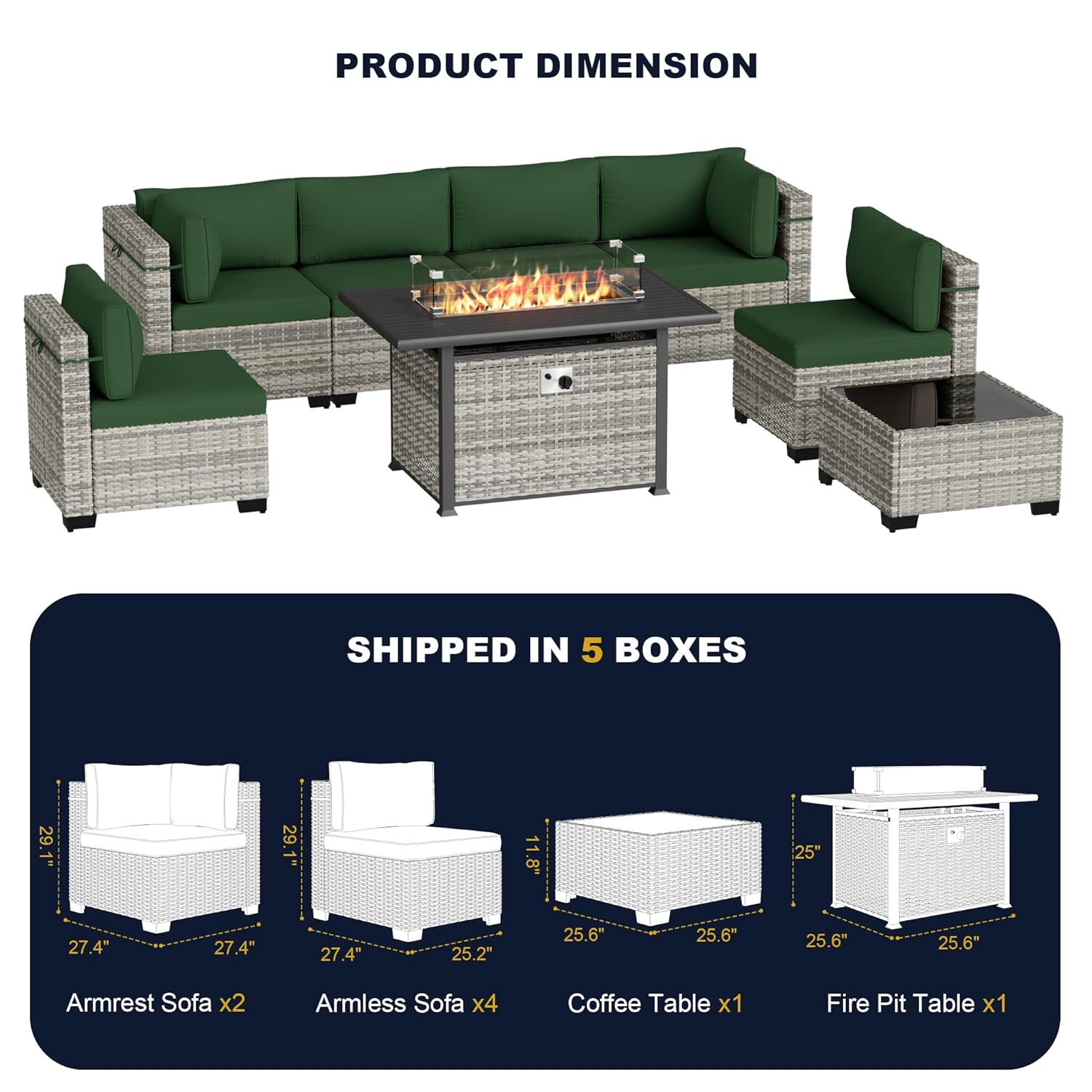 8-Piece Outdoor Patio Furnitur - Outdoor Furniture Fire Table 评论和价格