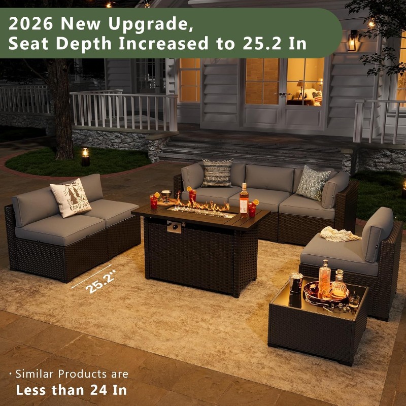 Aoxun 8 Piece Patio Furniture  - Outdoor Furniture Fire Table 评论和价格