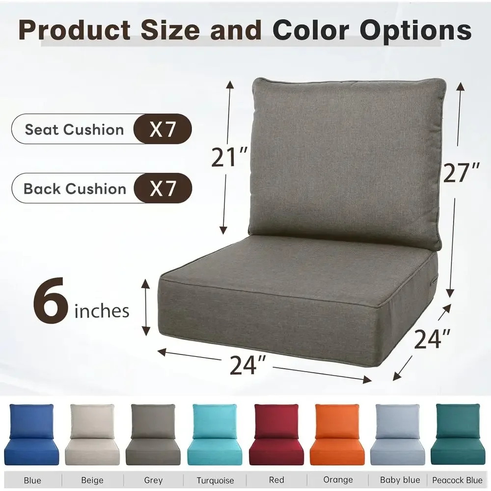 6 Thick Outdoor Cushion Set -  - Outdoor Furniture Cushions 24 X 24 评论和价格