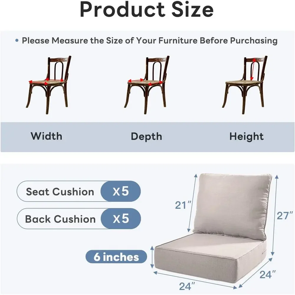 6 Thick Outdoor Chair Cushions - Outdoor Furniture Cushions 24 X 24 评论和价格